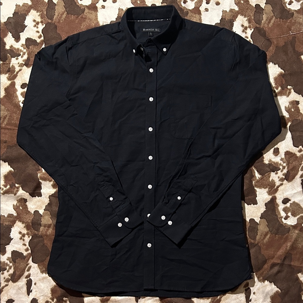 American Tall Black Long Sleeve Dress Shirt L/T
